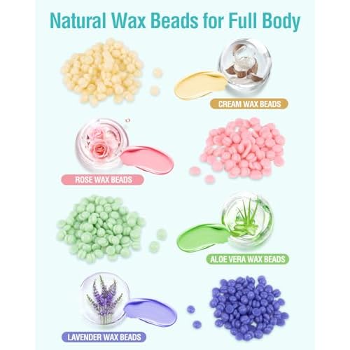 Waxing Kit, Foldable Wax Warmer with 4 Packs Hard Wax Beads, Silicone Wax Pot Machine for Full Body, Face, Eyebrows, Legs, Bikini, At Home Hair Removal Kit with 15 Accessories for Women Men, Green