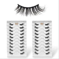 CB Value Pack 20 Pairs/ 2 Trays 3D Fluffy Half Lash Strip, 3/4 Length Cat-Eye False Eyelashes, Black Band Natural Look Wispy Soft Strip Lashes, Multiple Styles, 02 x 2 Trays