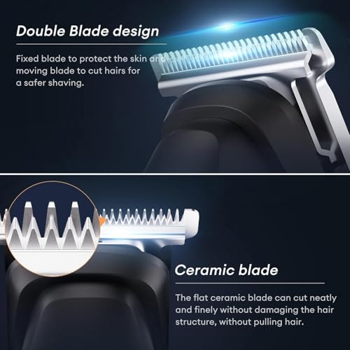 Body Hair Trimmer for Men - kensen 3-in-1 Beard Trimmer for Men, Manscape Men's Groin & Pubic Hair Trimmer IPX6 Waterproof Wet/Dry Hair Clippers for Mens Rechargeable Electric Razor for Mens (Gray)