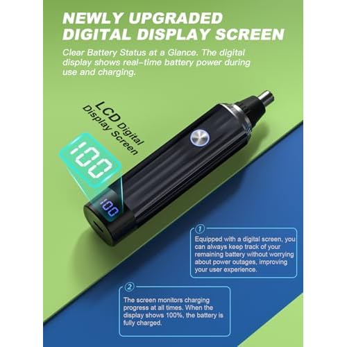 LED Display Ear and Nose Hair Trimmer Clipper for Men Women,2025 Rechargeable 2 in 1 Professional Painless Eyebrow & Facial Hair Trimmer with Powerful Motor