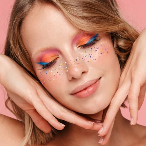 RAINBOW CONFETTI FRECKLES set of 10 premium boho waterproof temporary metallic gold and silver jewelry foil Flash Tattoos, face tattoo, face sparkle, rainbow temporary tattoo, rainbow party