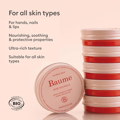 Manucurist Organic Hand Balm ? Multi-Purpose 100% Organic Hand & Nail Lip Treatment ? Coconut Oil, Damask Rose Oil ? Magic Balm ? Hand Care - Lip Care ? Practical Gift for Women - Travel Beauty
