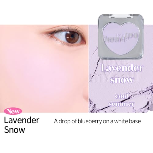 ETUDE Heart Pop Blush, Cool Lavender Cheek Color, Natural Highlight & Glossy Finish, Lightweight Formula, Compact 0.2 oz ? Lavender Snow