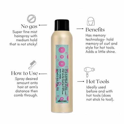 Davines This Is An Invisible No Gas Spray, Medium Hold Natural Finish - Non-Aerosol Spray for Brushable Hold - Fast Drying & Humidity Resistant, 8.45 Fl Oz