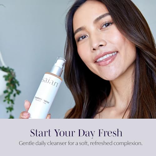 Saian Strawberry Cleanser 4oz ? Gentle Daily Facewash & Makeup Remover for Normal, Dry, and Sensitive Skin | Hydrating, Non-Irritating Facial Cleanser | Exfoliating, Moisturizing, Soothing & Purifying