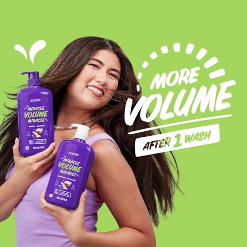 Aussie Miracle Volume with Plum Bamboo, Paraben Free Shampoo, 26.2 Fl Oz