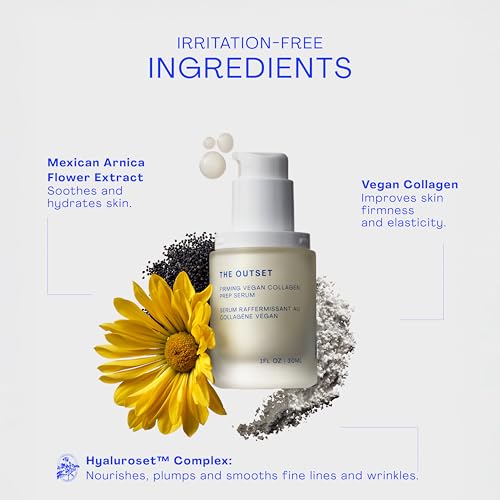 The Outset Vegan Collagen Face Serum, Hydrating & Plumping Facial Serum, Smooths Appearance of Fine Lines, Fragrance-Free, Vegan & Gluten-Free for All Skin Types - 1 fl oz