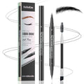 Eyebrow Pencil, Eyebrow Pen with Double-Brush Tip 2-in-1 Eyeliner Dual-Ended Microblading Long Lasting Waterproof Hair-Like Brow Pencil with Eyebrow Brush (Black)