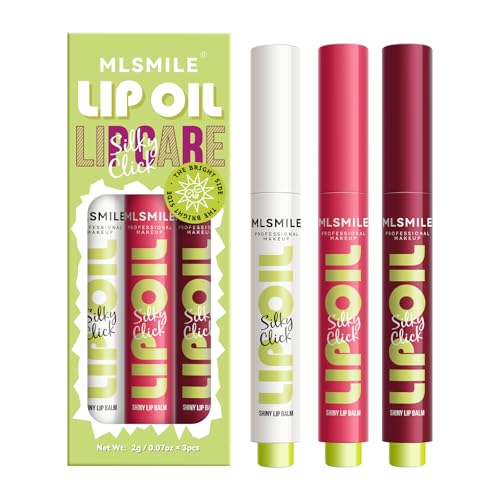 3 Colors Fat Lip Oil Click Slick,Press Lipstick Set,Moisturizing Lip Balm,High Pigment Glow Lip Oil,Long-lasting,Pigmented Vegan,Lightweight and Glossy Lip Plumper with Coconut Oil-Set A