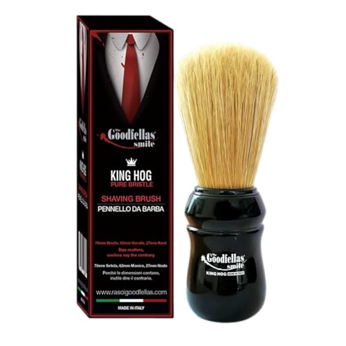 The Goodfellas¡¯ Smile King Hog Shaving Brush by Omega Brushes ? Pure Boar Bristle 70 mm, Traditional Wet Shaving Brush for Soap & Cream, Made in Italy