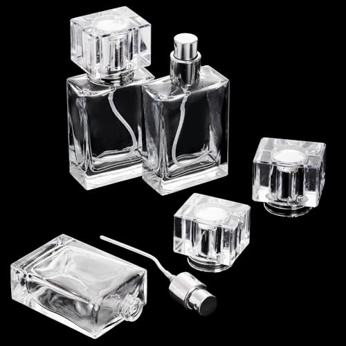 Foraineam 8 Pieces 30ml / 1 oz. Fine Mist Perfume Spray Bottles, Clear Glass Cosmetic Atomizer Bottle, Refillable Travel Perfume Bottles Empty Fragrance Essential Oil Container with Spray Applicator