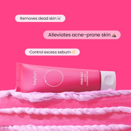 beplain Pink Salt AHA BHA Cleansing Foam 120ml with enriched pink salt and vegan AHA/BHA