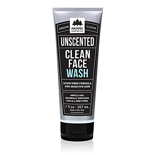 Pacific Shaving Company Clean Facial Wash - Unscented Gentle Face Cleanser with Sea Salt & Aloe Vera - Hydrating Men's Face Wash for Sensitive Skin (7 Oz)