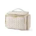 BAGSMART Travel Toiletry Bag, Large Wide-open Travel Bag for Toiletries, Makeup Cosmetic Travel Bag with Handle-Beige