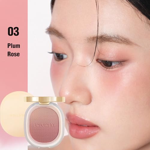 Matte Finish Blush Long-wear Blendable Powder Blusher Pink Shade with Mirror Cheeks Olive complexion, 03 Plum Rose