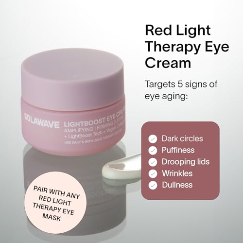 Solawave LightBoost Eye Cream | Reduces Appearance of Dark Circles, Puffiness, & Under Eye Bags | Anti Aging, Wrinkle Smoothing, Brightening, Hydrating, & Collagen Support | Enhances Red Light Therapy
