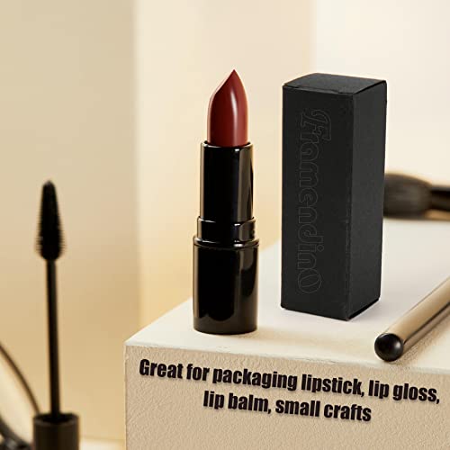 Framendino, 50 Pack Black Rectangle Lipstick Boxes Lip Gloss Bottle Reusable Balm Packaging Cases Essential Oil Wrapping Box for DIY Gift
