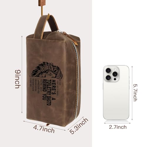 Personalized Husband Birthday Gift from Wife Travel Leather Toiletry Bag Shaving Bag for Men Him, Cool Christmas Valentines Anniversary Birthday Gifts for Husband Boyfriend Partner Dark Brown