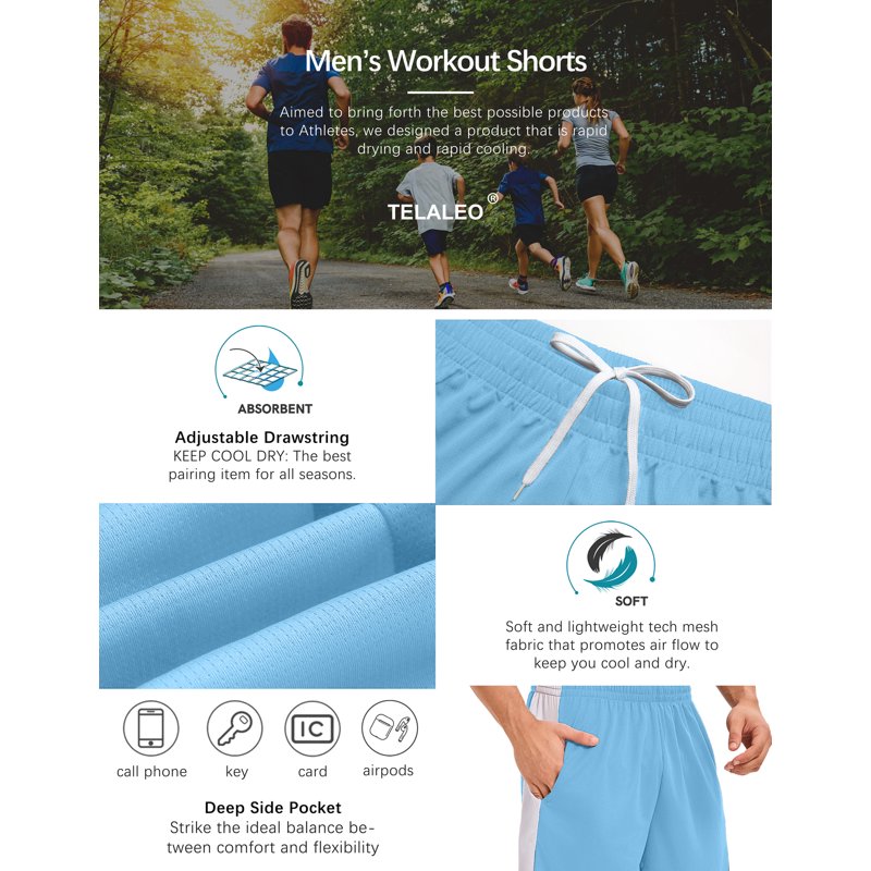 Men's Mesh Athletic Basketball Shorts with Pockets - Quick Dry Gym & Running Shorts