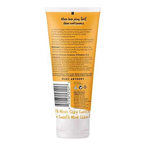 Marc Anthony Nourishing Curl Defining Hair Styling Cream for Extra Dry Hair, Coconut & Shea - Long Lasting Flexible Hold Hair Defining Cream Hydrates & Adds Shine - Styling Product Reduces Frizz
