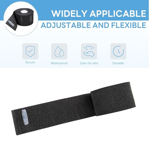 5 Rolls Barber Neck Strips (500 Count Total) - Disposable Stretchable Paper Neckbands for Haircuts | Barber Salon Supplies & Accessories (Black,5 Rolls)
