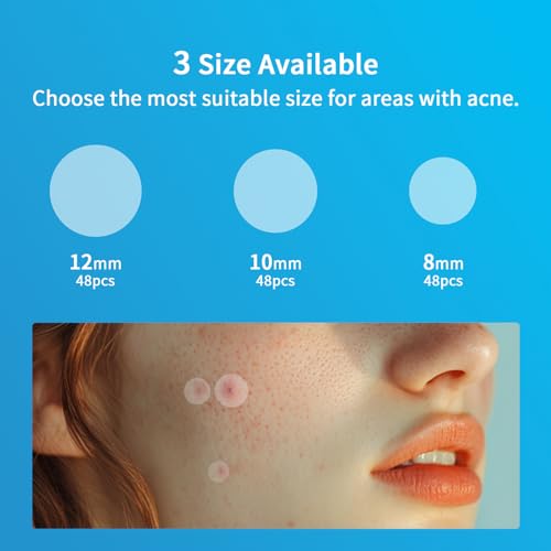 Pimple Patches for Face Hydrocolloid Acne Patches, Invisible Zit Stickers Covering Blemishes, 3 Size Hydrocolloid Spot Stickers for Face and Skin (144 Count(Pack of 1))