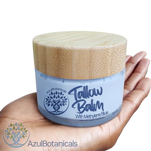 Methylene Blue Infused Whipped Grass Fed Beef Tallow Balm, Anti-Aging, Moisturizer, Stretchmarks, Rosacea, Psoriasis, Eczema, Acne, All skin types, Organic Ingredients (3.4oz)