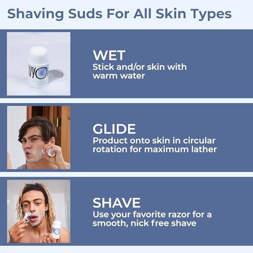 WYOS Shave Stick for Men ? Hydrating Glycerin Formula for Sensitive Skin, Smooth Glide for a Close Shave, Solid Shaving Cream Stick, Hands-Free, No Mess, Leak-Proof & TSA-Friendly, 3 Pack
