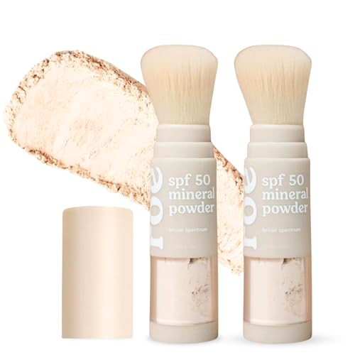 Roe Wellness- Kids SPF 50 Brush On Mineral Sunscreen Powder EWG Certified, Non-Toxic, Reef-Friendly, Easy to Apply for Kids, Babies & Parents (2Pack)