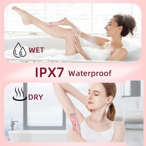 dermave Bikini Shaver, Painless Bikini & Facial Hair Removal, IPX7 Waterproof Electric Shaver for pubic Hair, Designed for Sensitive Skin,Portable for Travel,USB Rechargeable, Gifts for Women