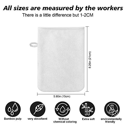 PHOGARY 10 Pack Microfiber Body Wash Mitts, Soft Face Mitten, Bath Spa Cloth, Reusable Makeup Remover Mitt Gloves, European Style Wash Cloth, 6¡¿8 inch, White and Grey