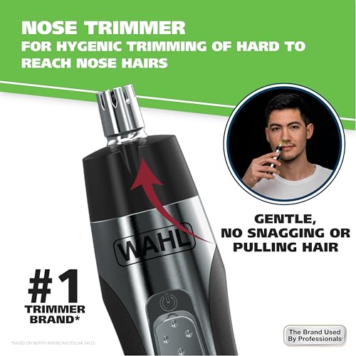 Wahl Lighted Battery Nose Hair Trimmer for Men & Women. Painless, Easy to See Nose, Ear, and Eyebrow Trimming with Built in Light, Battery Included. ? Model 3023283