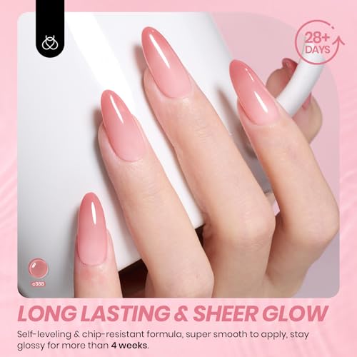 Beetles Jelly Gel Nail Polish Set, 6 Colors Jelly Gel Polish Kit Nude Pink Neutral Nail Art Design Sheer Translucent Gel Nail Kits Soak Off Uv Nail Lamp Cured Nail Manicure Gift for Women