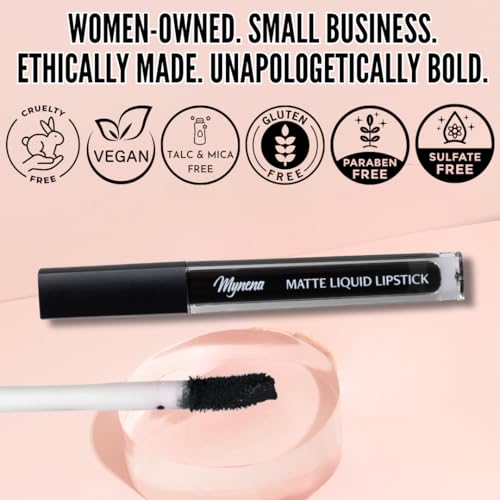 Long Lasting Lipstick with Lip Liner Combo | Waterproof & Transfer-Proof | Comfortable Hydrating with Shea Butter | Bold Pigment Matte Color Lip Stain | Talc-Free & Vegan Product that Performs | Black