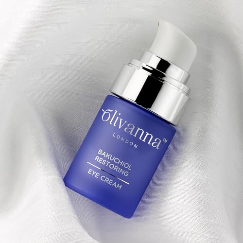 Olivanna Bakuchiol Restoring Eye Cream - Elderflower Extract Reduces Visibility of Dark Circles - Hyaluronic Acid and Glycerin Moisturizes - 0.5 oz