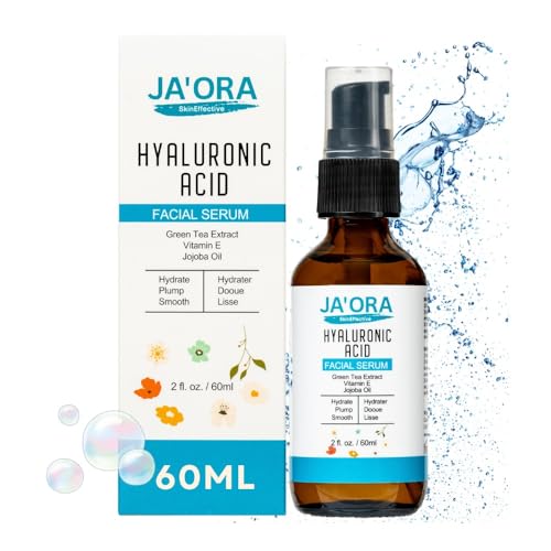 JA'ORA Skin Effective Hyaluronic Acid Serum, 60ML - Anti-Aging with Aloe Vera & Vitamin E, Hydrating, Firming, Brightening for Even Skin Tone & Wrinkle Care