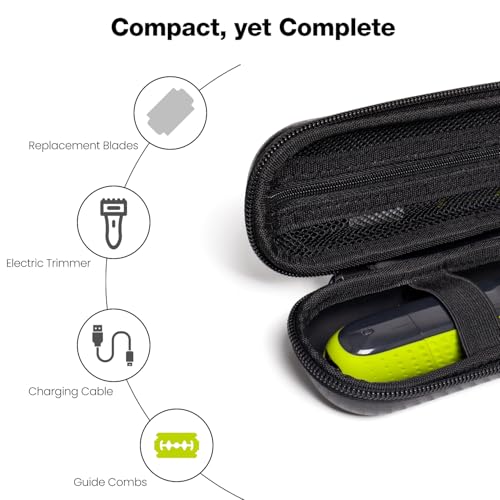 Nincha Compact Travel Trimmer Case for Philips Hybrid Electric Trimmer and Shaver, Face + Body Groomer QP2724/90, QP2834/70, QP1924/70, QP6531/70, QP4631/90, Hard Carrying Case, Black