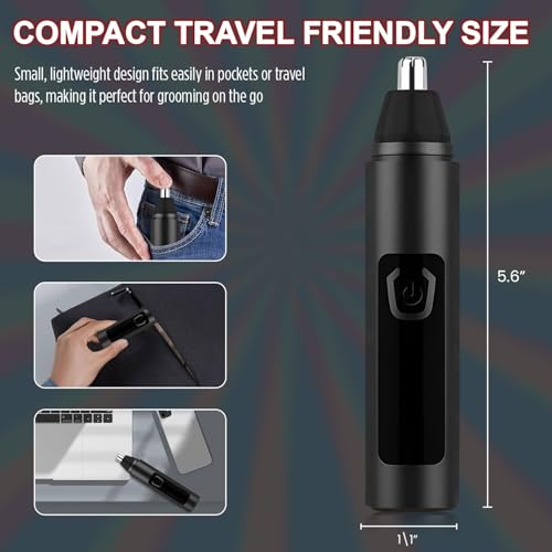 Nose Hair Trimmer for Men Women - Electric Nose Hair Clipper with Replaceable Stainless Steel Blade, Powerful 6500RPM Motor, Wet/Dry Use, Portable USB Rechargeable Design | Black