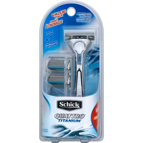 Schick Quattro Titanium Razor ? Schick Quattro, Quattro Razor, Titanium Razor with 3 Refill Blades