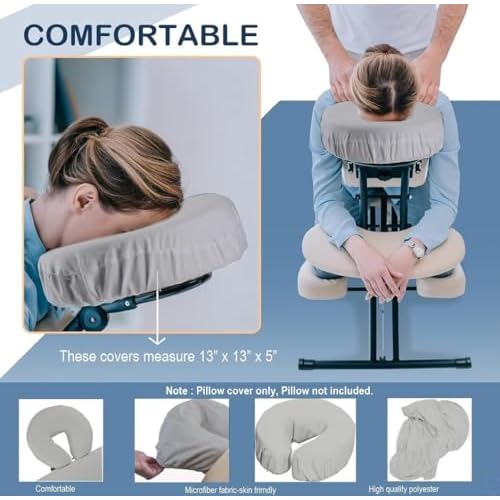 Pack of 20, Premium Microfiber Face Cradle Covers - Ultra Soft Fitted Massage Table Cradle Cover, Spa Table Headrest Protectors (Light Grey)
