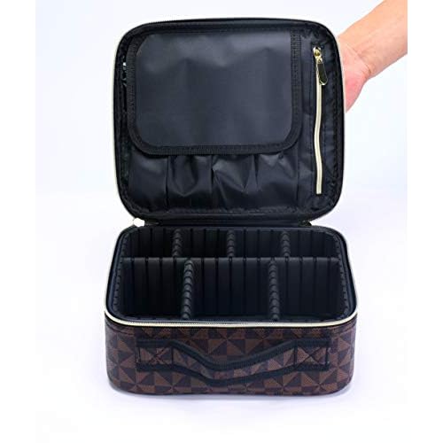 Travel Makeup Train MAKE UP Case Makeup Cosmetic Case Organizer Portable Artist Storage Bag with Adjustable Dividers for Cosmetics Makeup Brushes Toiletry Jewelry Digital Accessories