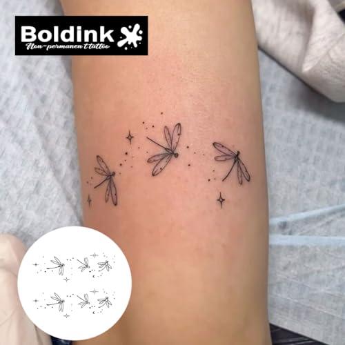 Semi-permanent Tattoos,Realistic Fake Tattoos,Last 7-15 Days,Waterproof Non-reflective Temporary Tattoo Stickers,Cruelty-free,Uniquely Designed Exquisite Packaging(Dragonfly)