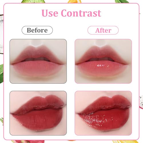 6PCS Roll-On Lip Oil Set,Fruit Flavored Lip Gloss Set,Long Lasting Moisturizing Lip Balm,Transparent Lip Gloss Glossy Lip Make-up,Best Gift