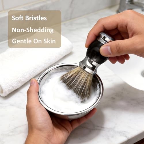 GRUTTI Premium Shaving Kit for Men, 4 in 1 Shaving Set Includes shaving Stand & Soap Bowl &Brush, Double Edge Safety Razor for Men, Safety, Eco-Friendly