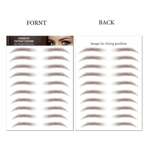 6 Sheets 54 Pairs 4D Hair-Like Waterproof Eyebrow Tattoos Stickers Eyebrow Transfers Sticker Temporary Brow Tattoo Grooming Shaping Eyebrow Sticker for Women Girls Makeup (Brown)