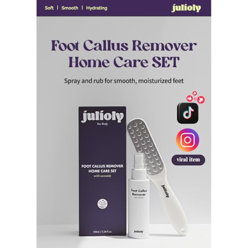 Foot Callus Remover Home Care Set ? Professional Stainless Foot File & Scrubber, Exfoliating Serum for Smooth Skin, Effective on Wet and Dry Feet