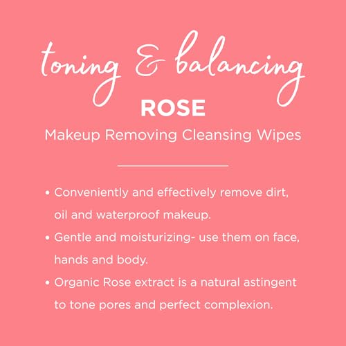 Petal Fresh Pure Brightening Rose Makeup Removing, Cleansing Towelettes, Gentle Face Wipes, Daily Cleansing, Vegan and Cruelty Free, 60 count