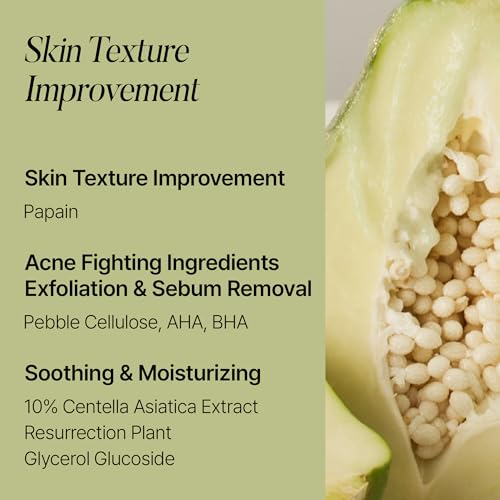 shaishaishai GREEN PAPAYA Body & Face Peeling Cleanser, Papaya Enzyme Exfoliator, Gentle AHA & BHA for Deep Cleansing, Soothing 10% Centella Asiatica, Removes Blackheads, 5.07 Fl Oz