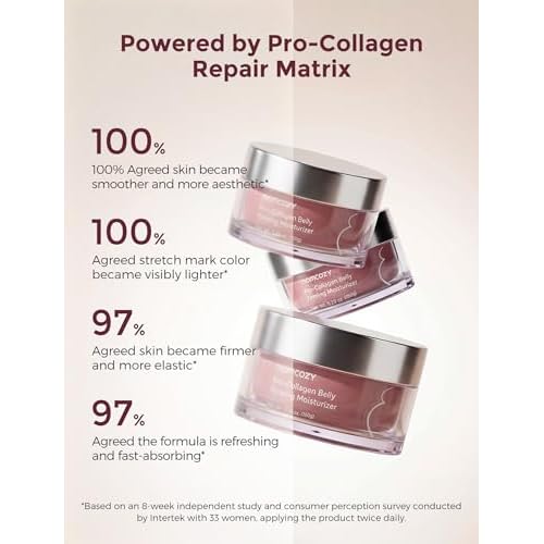 Momcozy Stretch Mark Cream for Pregnancy & Postpartum, Pro-Collagen Belly Firming Moisturizer, Facial-Grade Peptides & Oil-in-Cream, 5.29 oz (150g)