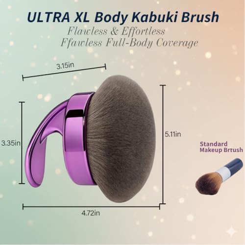 Body Makeup Brush ? Extra Large Kabuki Applicator for Self Tanner, Bronzer & Foundation ? Flawless, Streak-Free Airbrushed Finish ? Vegan, Charcoal-Infused Bristles